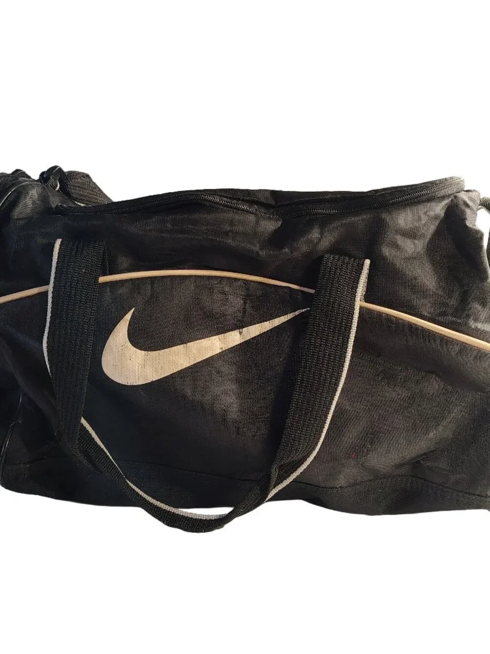 Unisex Vintage 90s Black Medium Nike Travel Zip-Up Canvas & Polyester Dufflebag